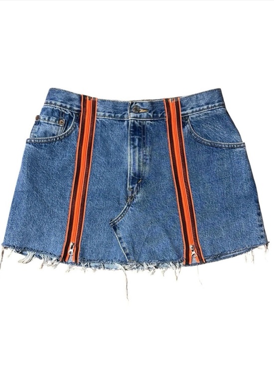 Furst Of A Kind Dresses & Skirts - Furst Of A Kind Levi's Denim Reworked Mini Skirt Raw Hem Front Zippers